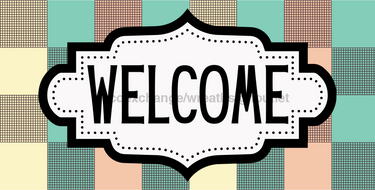 Quilt Squares Welcome Sign, DCO-01243, Sign For Wreath, 6x12